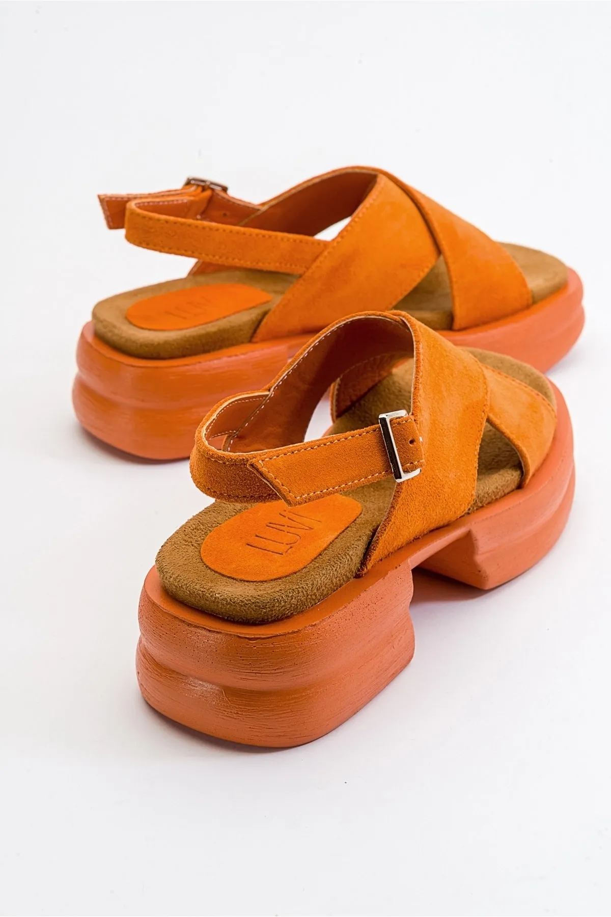 LuviShoes  Die meisten Damensandalen aus echtem Wildleder in Orange