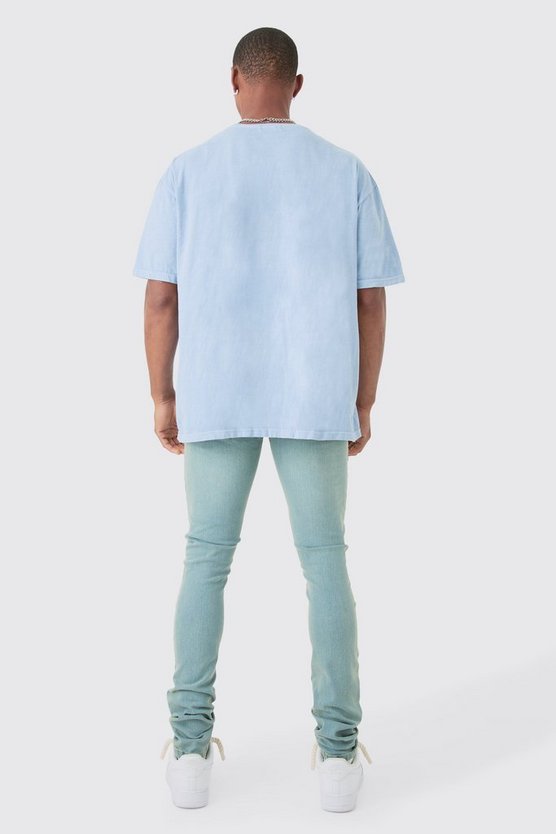 Zerrissene Skinny Jeans in Antikblau