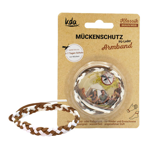 MÜCKENSCHUTZ Armband PU-Leder braun/weiß KDA  1 St