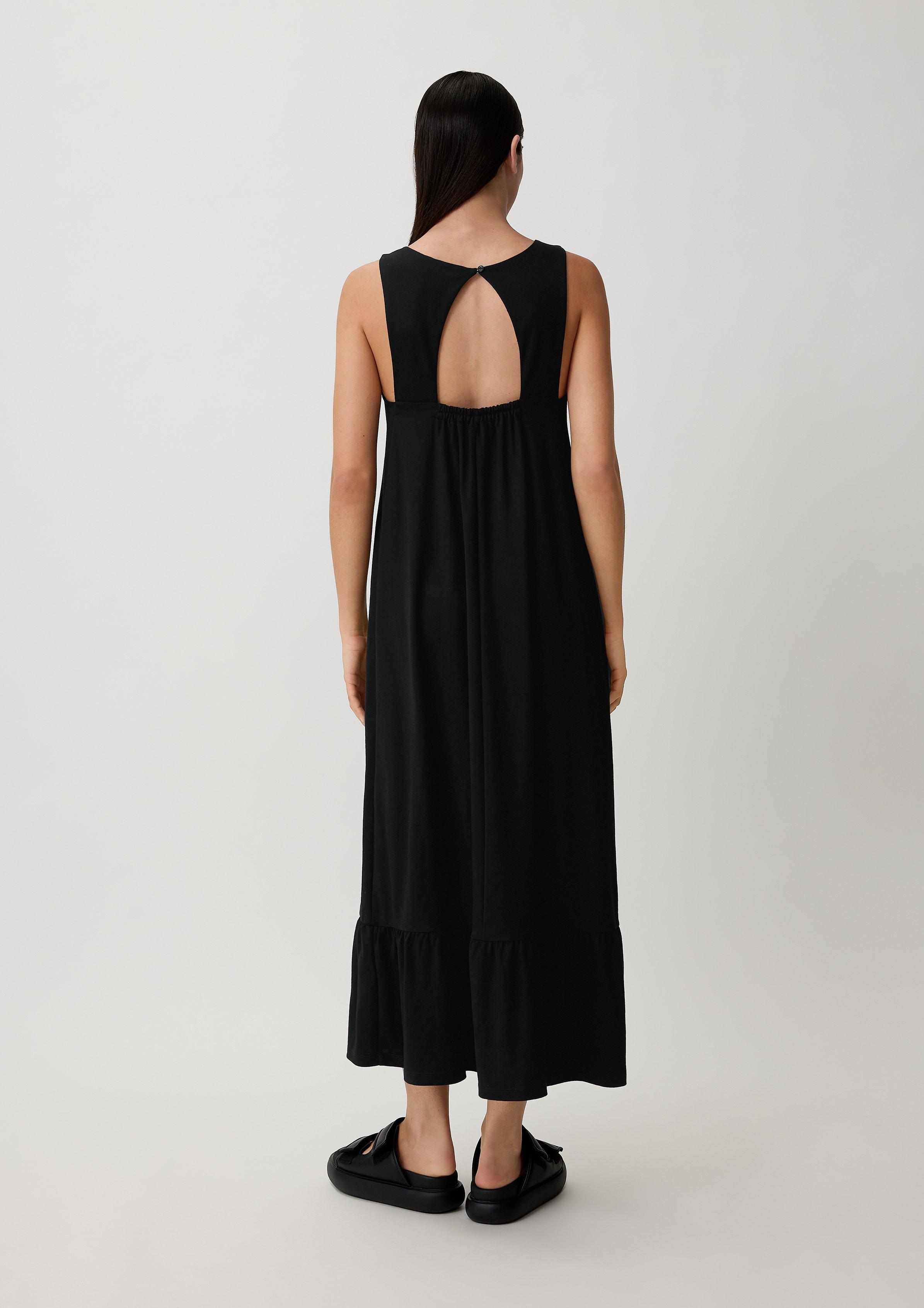 Volantkleid aus Piqué - schwarz