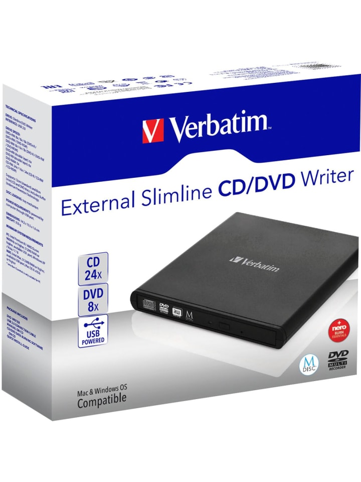 COFI 1453 Externer DVD-Brenner USB 2.0 – Kompakt, leicht & mobil einsetzbar in Schwarz günstig kaufen onesize
