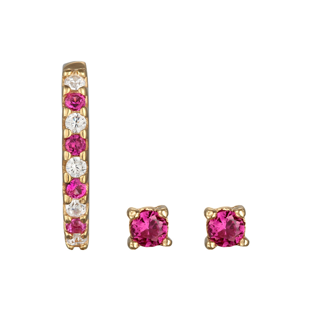 Elli Elli Boucles d'Oreilles Femmes Clous d'oreilles Set Earcuff Basique avec Zircona  Bijoux