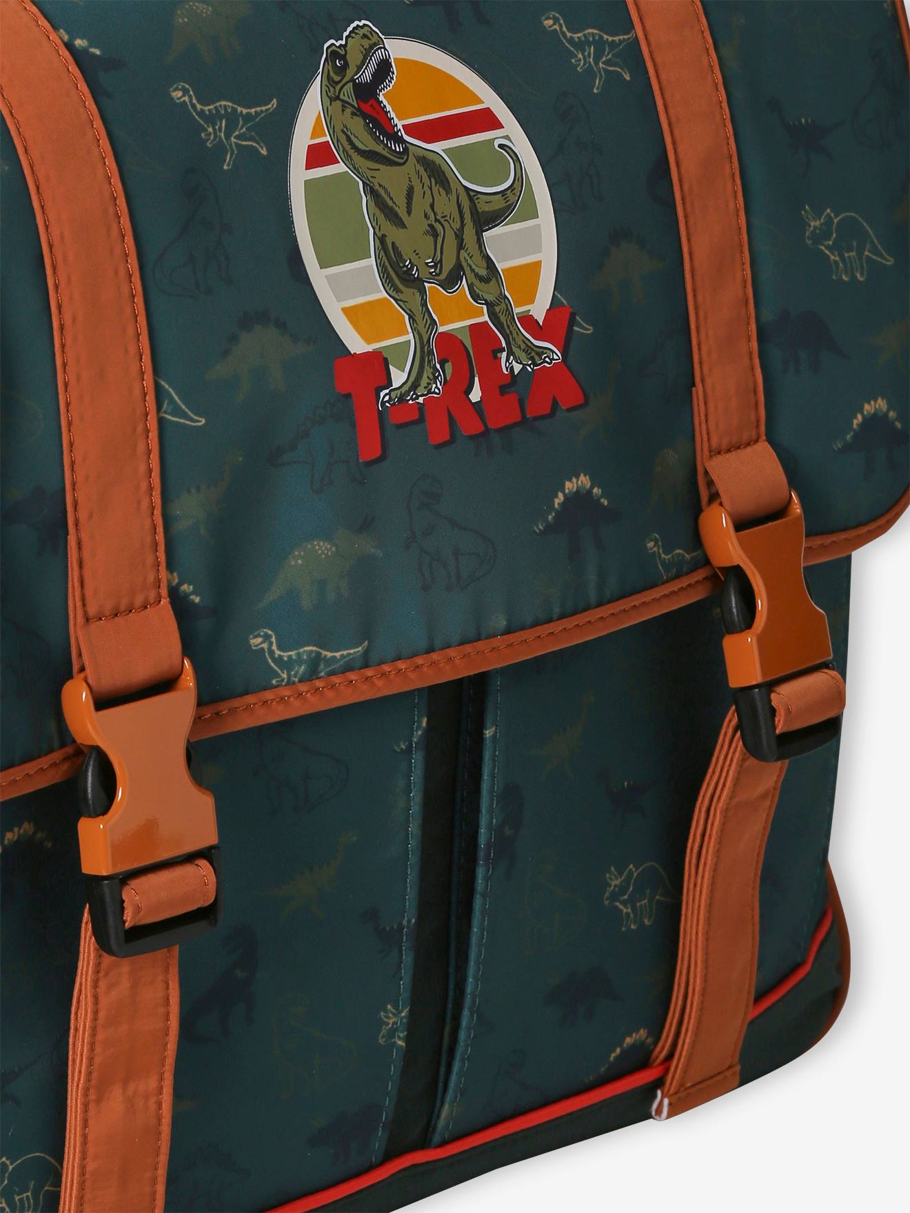 Cartable + trousse dinosaures garçon vert sapin
