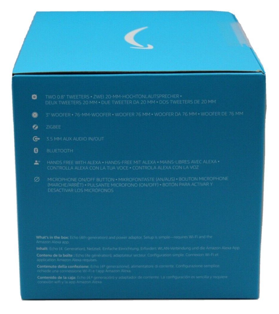 Amazon Echo 4. Generation Smarter WLAN und Bluetooth Lautsprecher Smart Speaker (Bluetooth, WLAN (WiFi), Bluetooth, mit Alexa, Dolby-Audio)