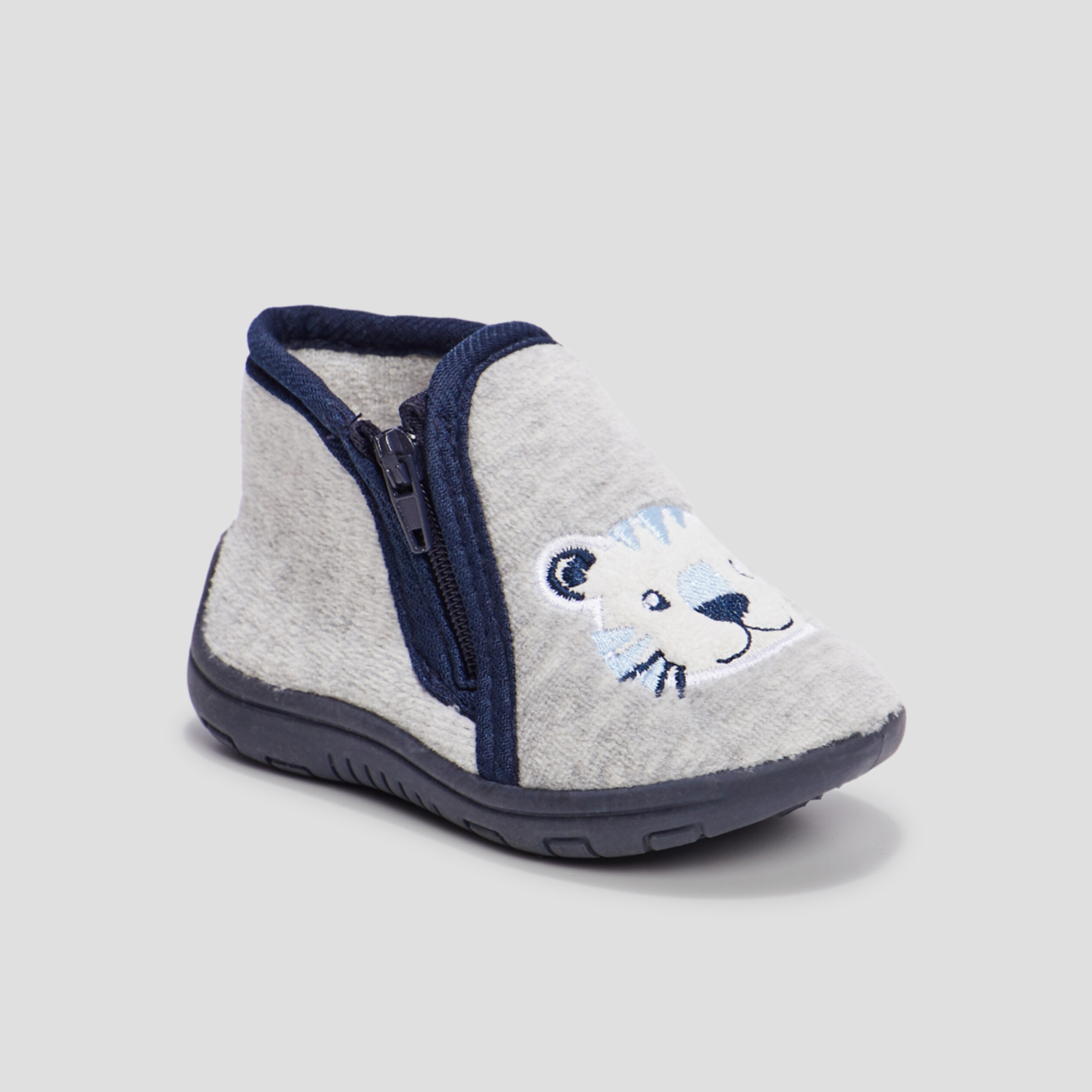 Chaussons bottillons gris bébé garçon | La Halle