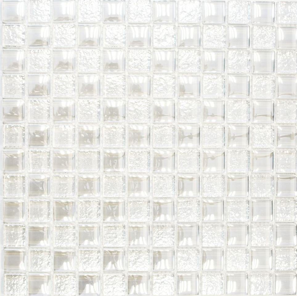 Mosani Mosaikfliesen Glasmosaik Crystal Mosaikfliesen weiß glänzend / 10 Matten