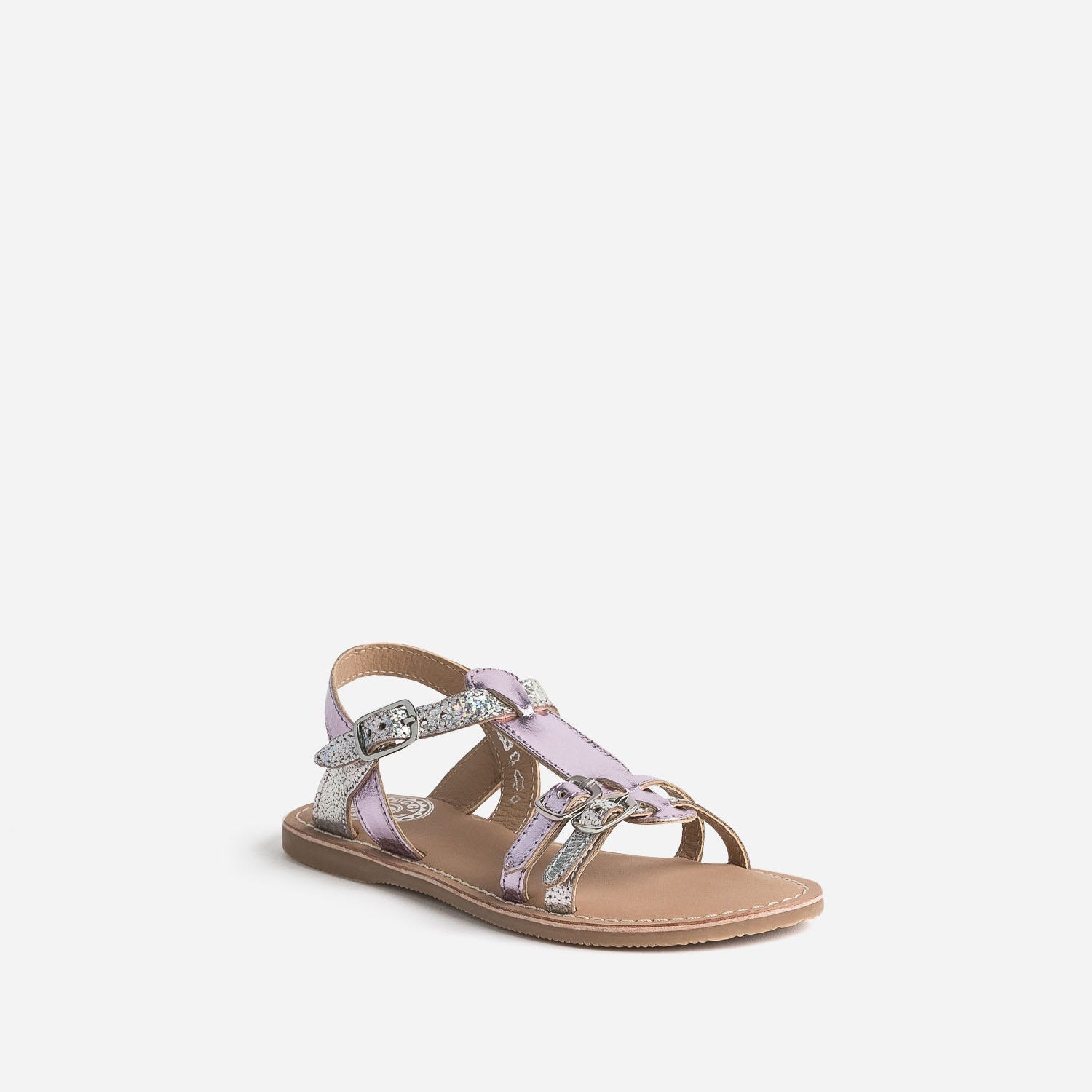 Sandale BUGGY parme métallisé en cuir