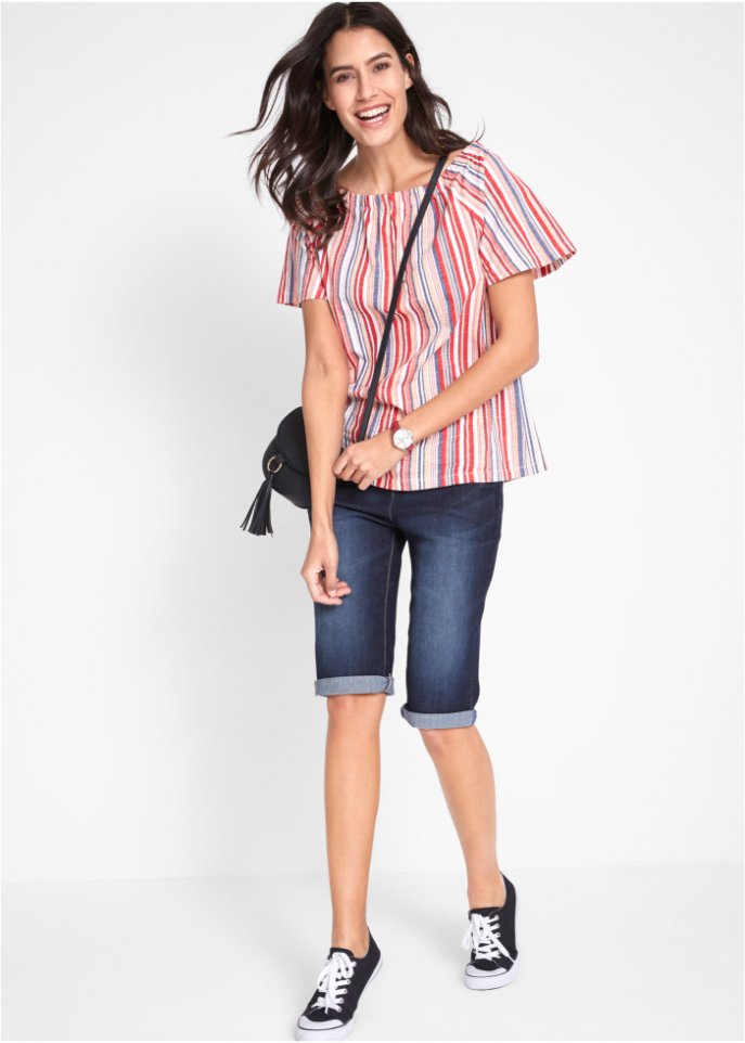 Stretch-Jeans-Bermuda mit Bequembund