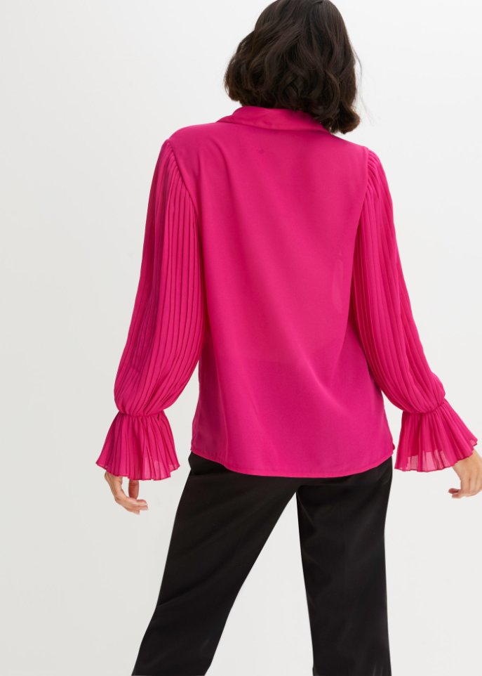Bluse mit Plissee-Ärmeln