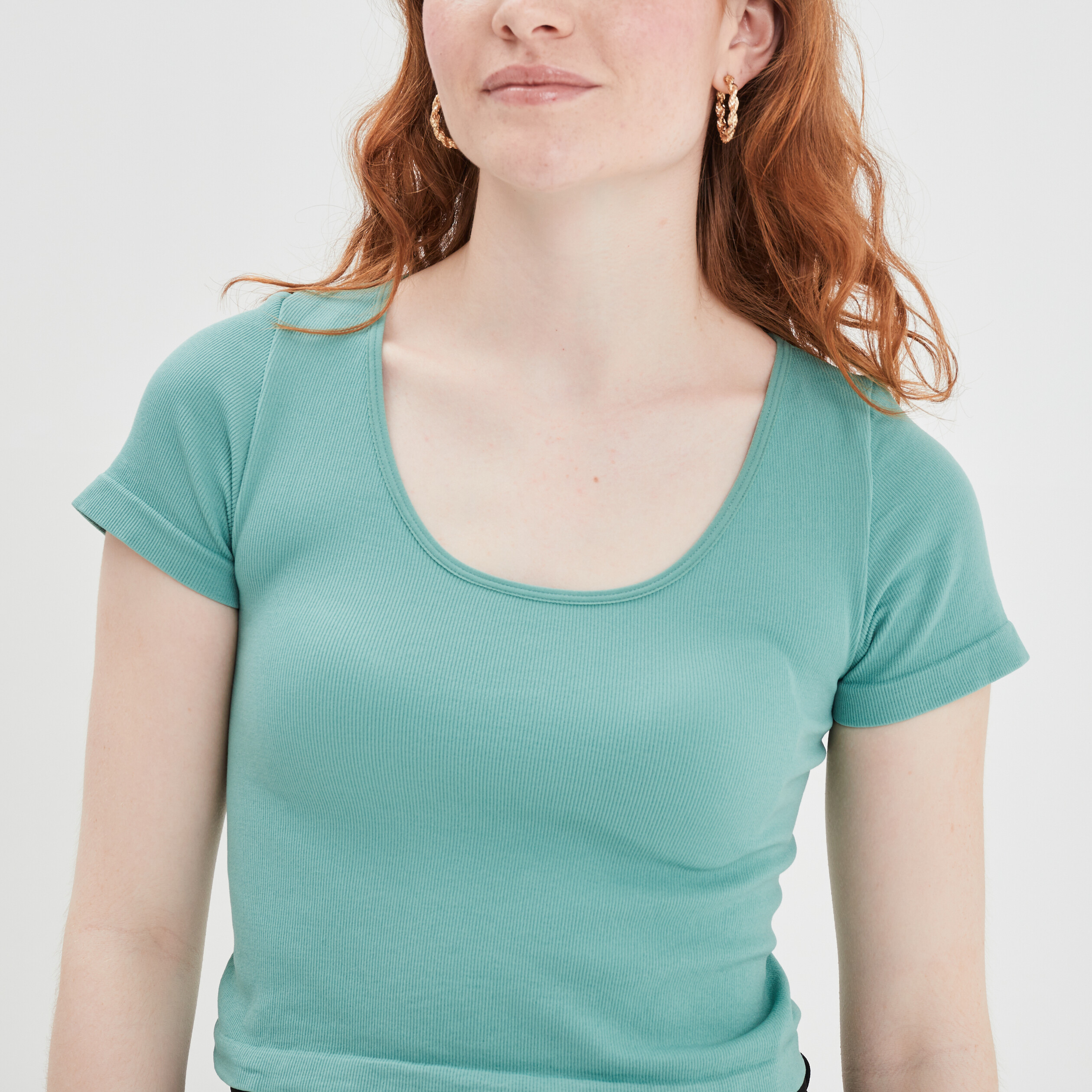 T-shirt manches courtes vert femme | La Halle