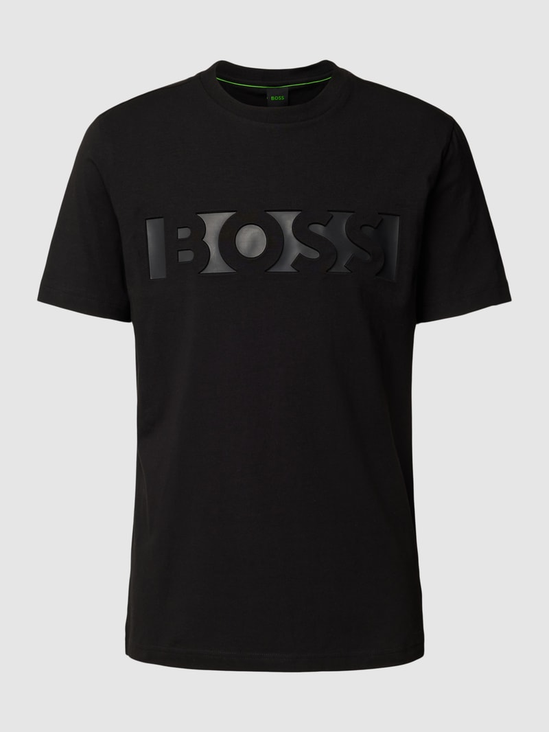 T-Shirt mit Label-Print und Rundhalsausschnitt in schwarz