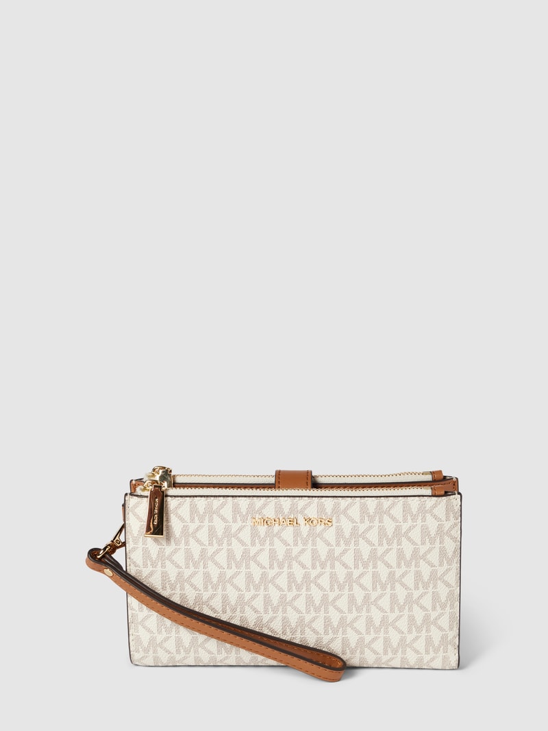 Portemonnaie mit Allover-Logo-Print Modell 'JET SET' in beige