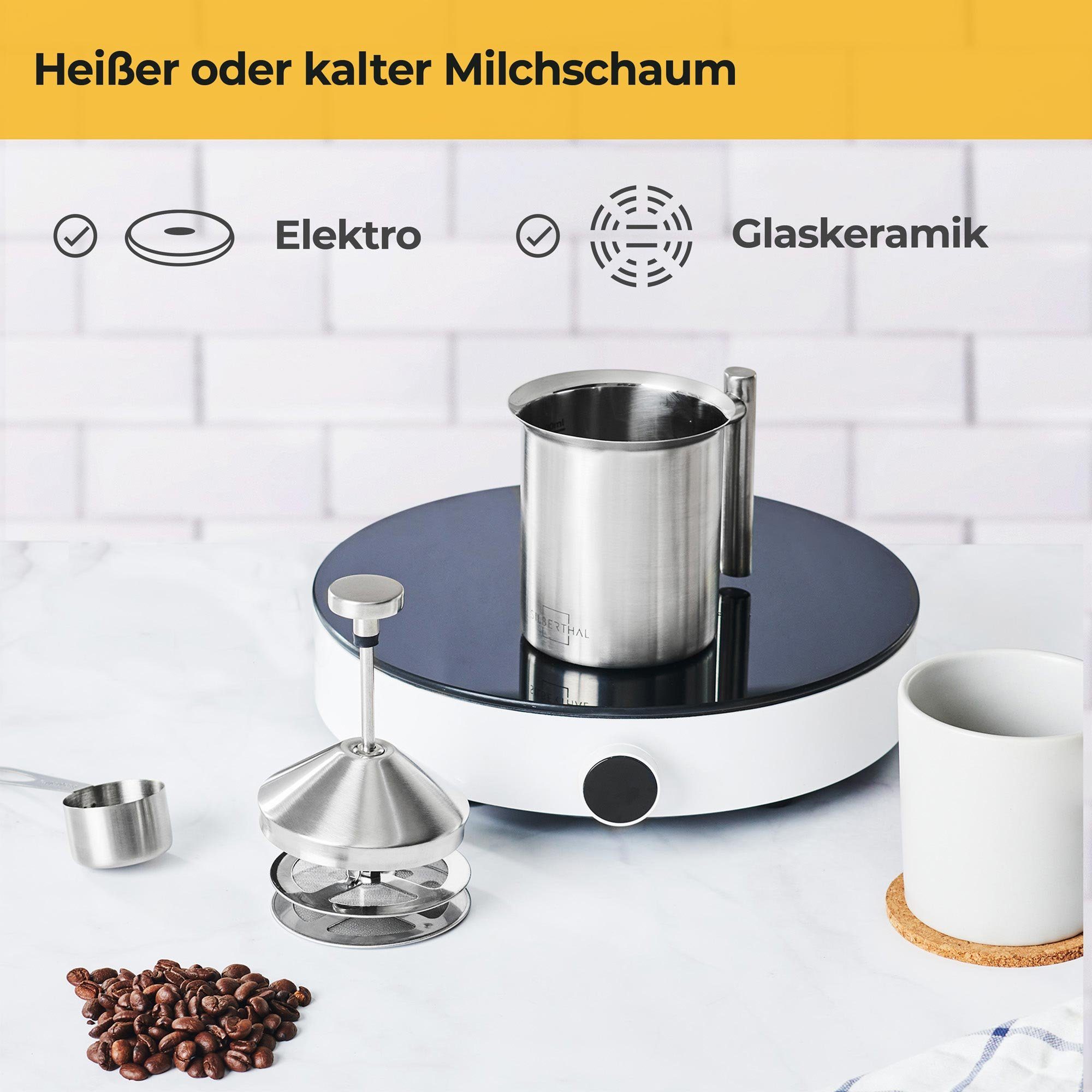 SILBERTHAL Milchaufschäumer, Erhitzbar auf Elektro und Gasherd