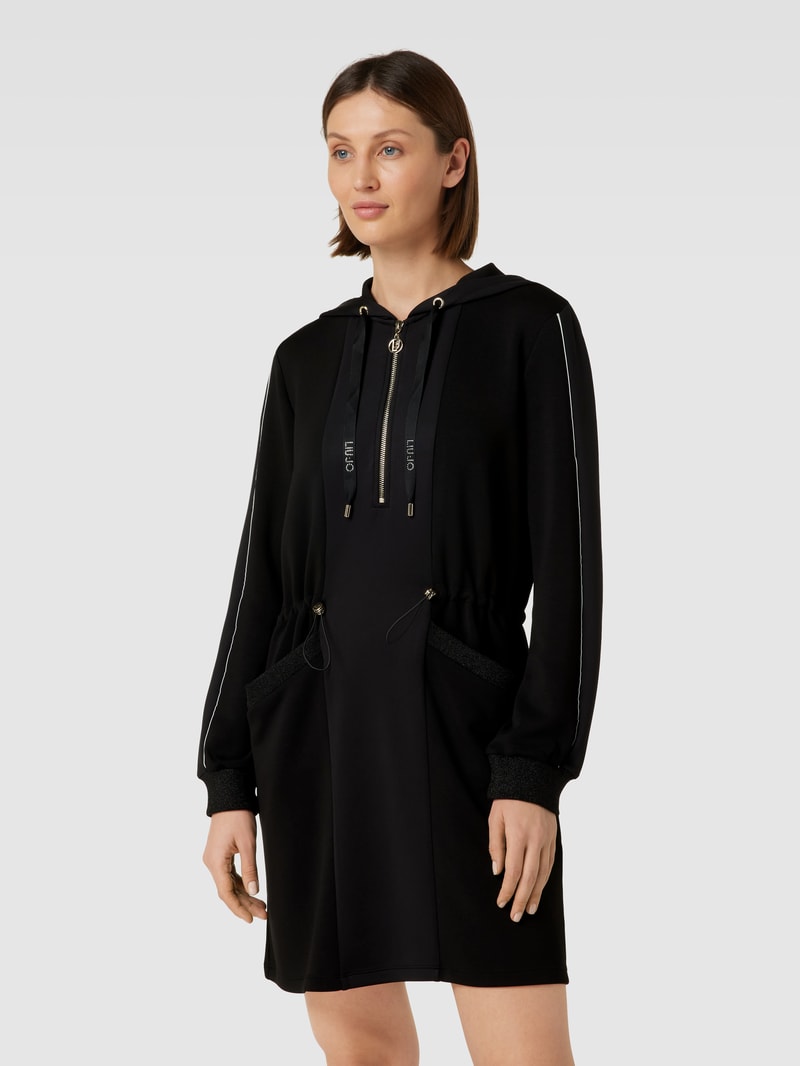 Sweatkleid mit Kapuze in black