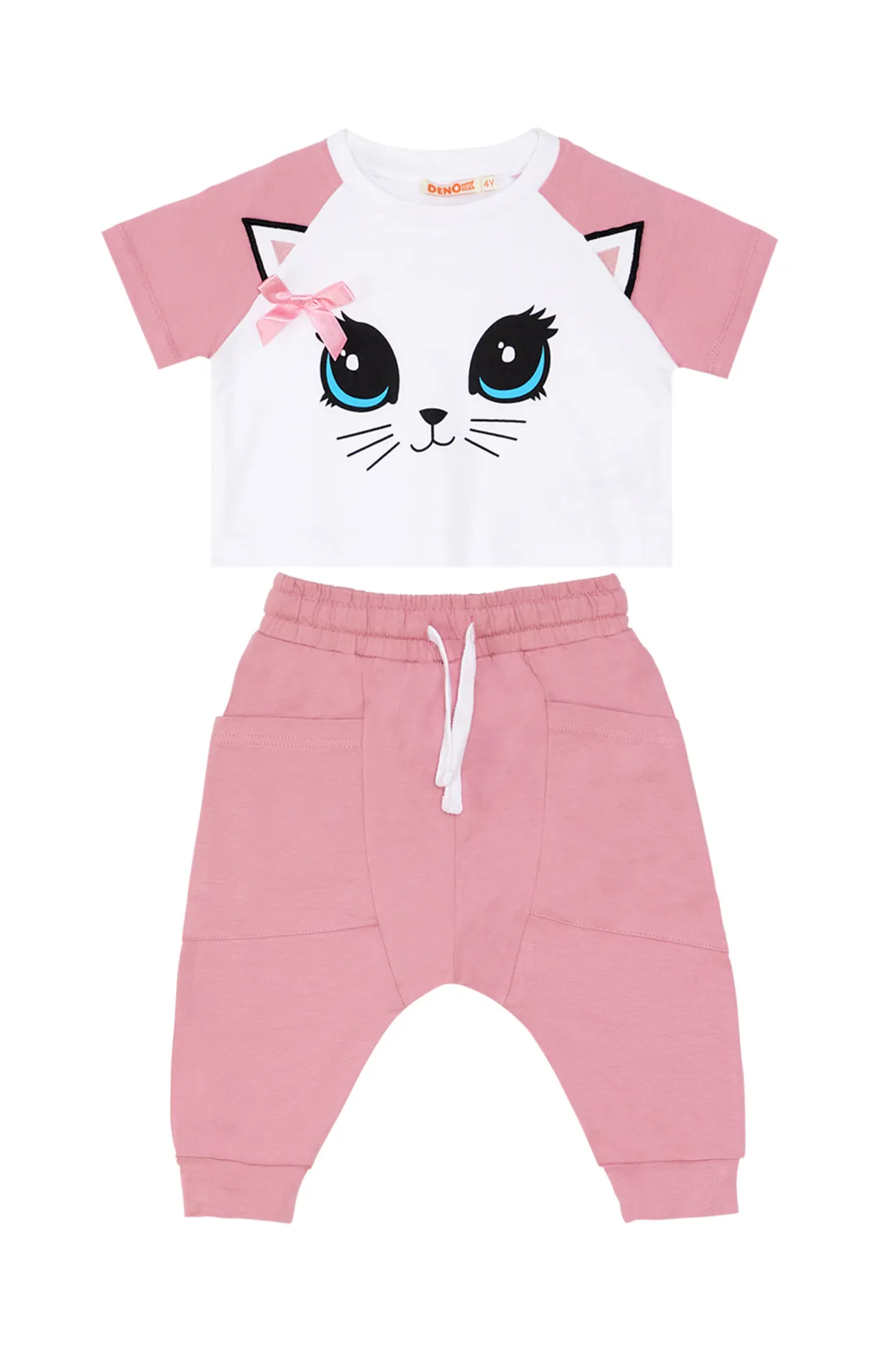 Denokids  Cat Maviş T-Shirt-Capri-Shorts-Set für Mädchen