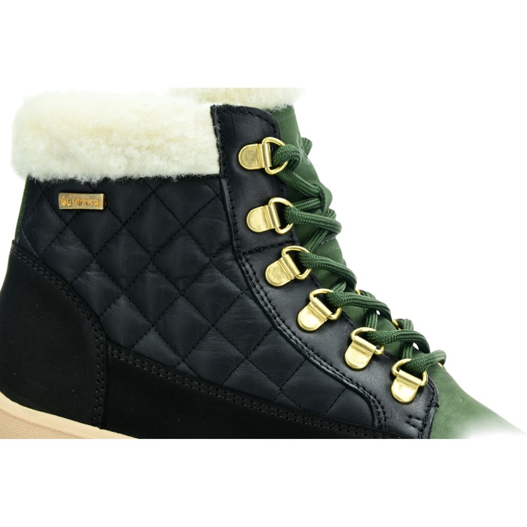 Be Lenka Olivia Black & Dark Green grüne Winterbarfußschuhe