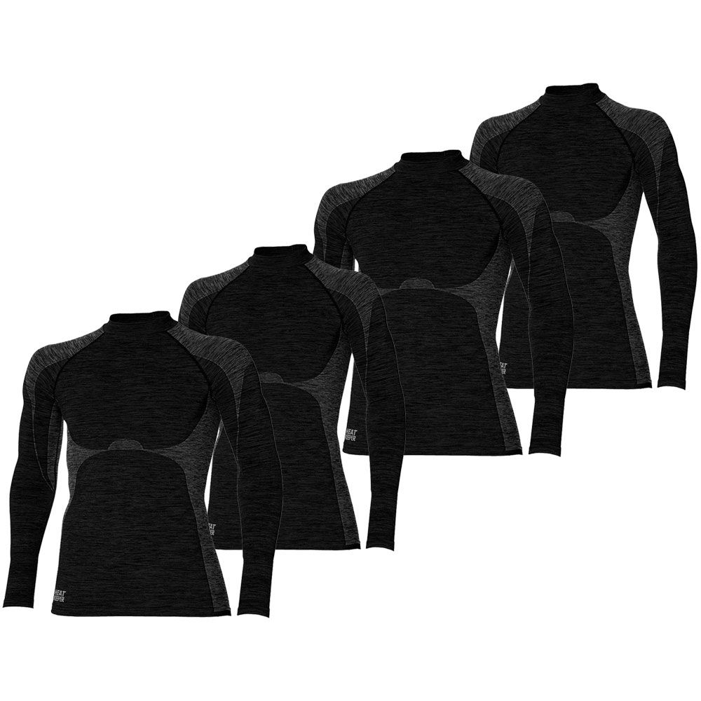Heat Keeper Premium 4er-Pack schwarz melange Herren Langarm-Thermoshirt