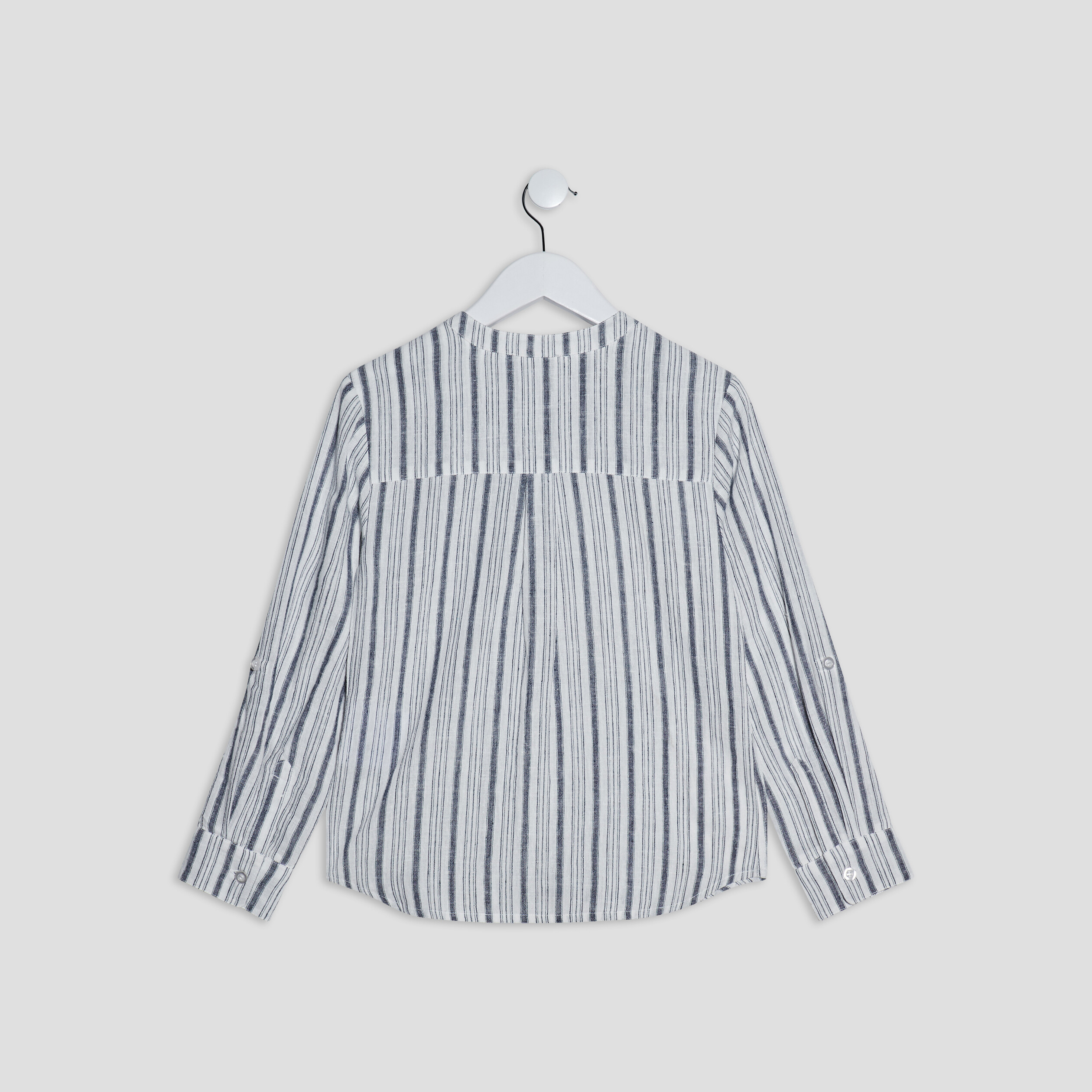 Chemise manches longues mélange de lin blanc garçon | La Halle