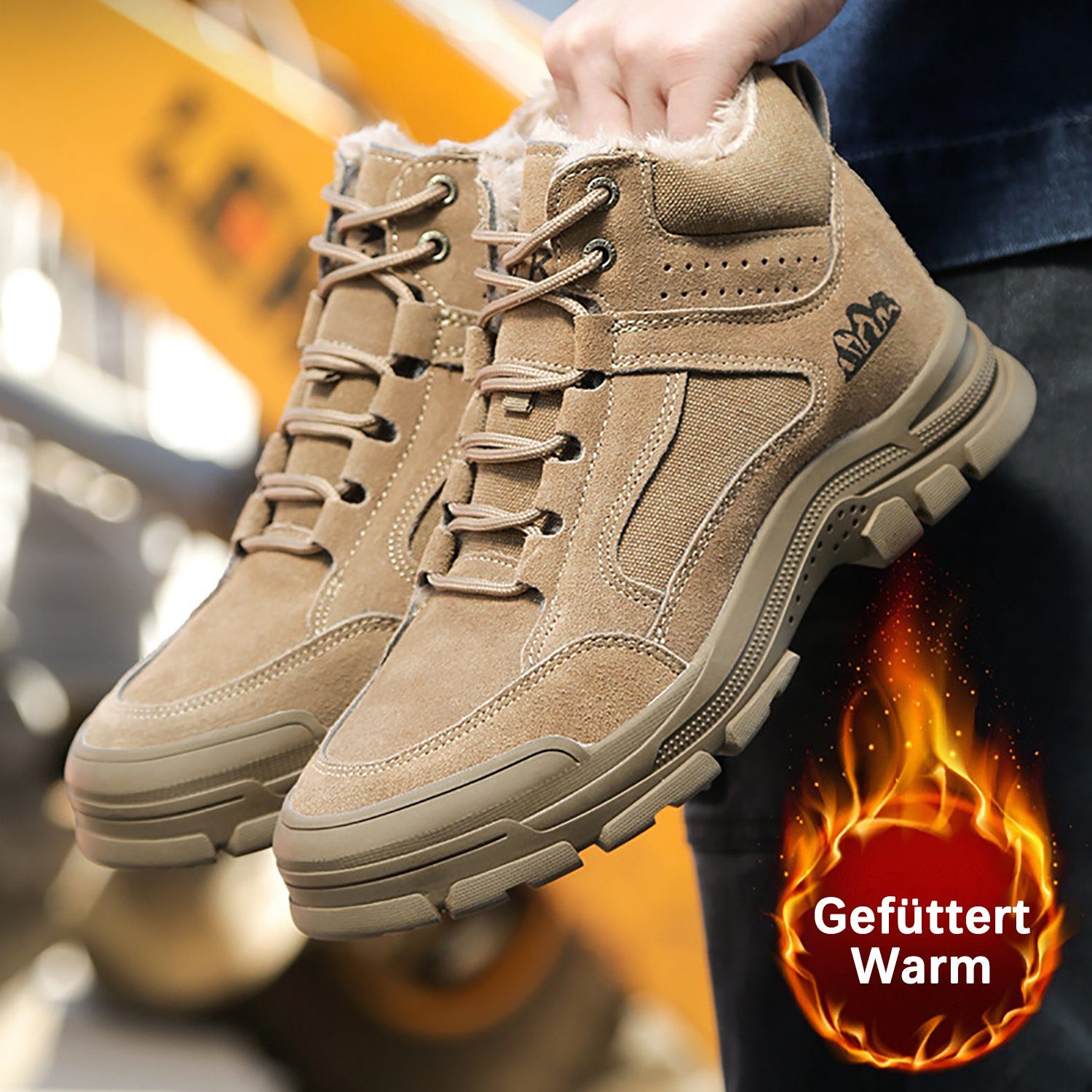 Daisred Winterschuhe Herren Winter Gefüttert Sicherheitsschuhe Arbeitsschuh