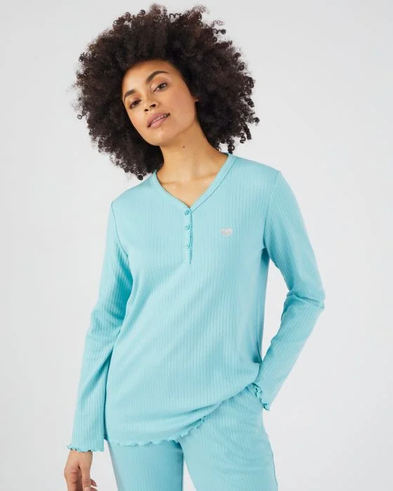 Pyjama maille interlock côtelée douce et souple