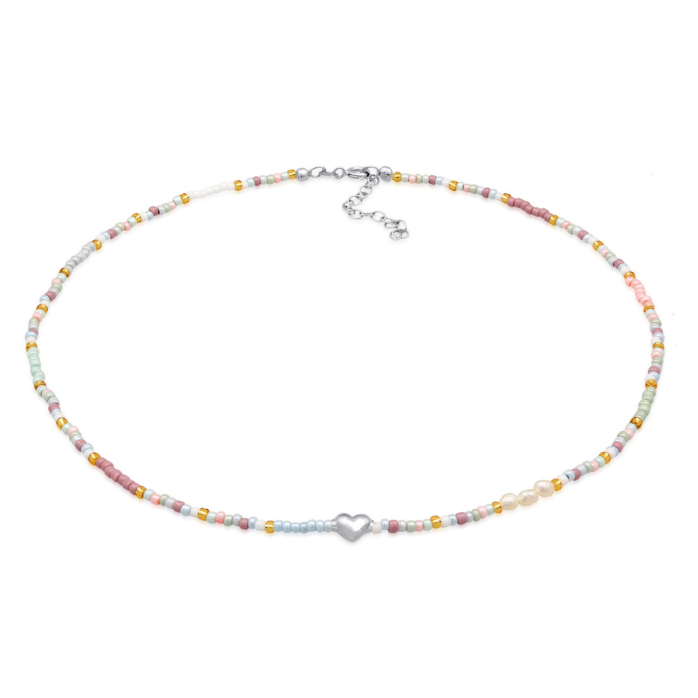 Elli Elli Collier Femmes Choker verre perles coeur tendance en argent sterling 925 pla collier