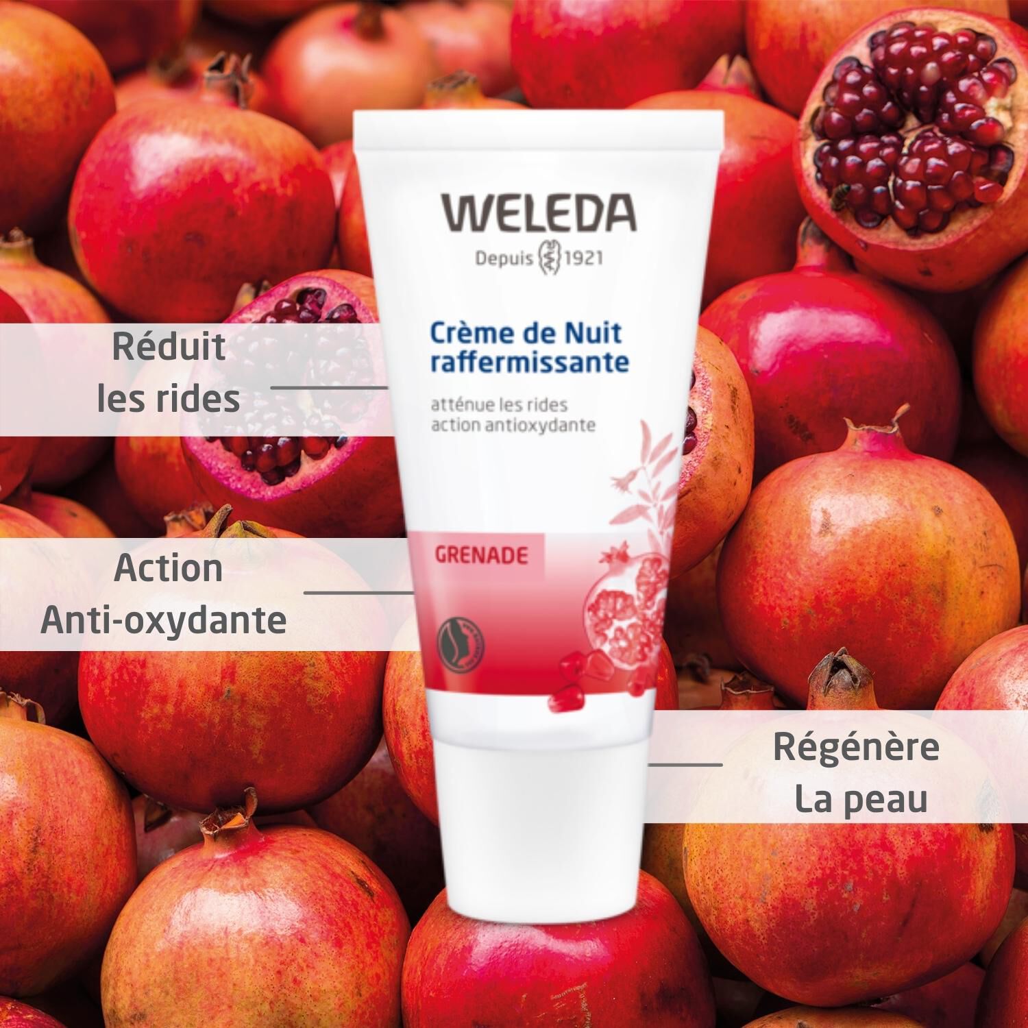 Weleda Grenade Crème de Nuit Raffermissante - Atténue les Rides - Action Antioxydante - 30 ml