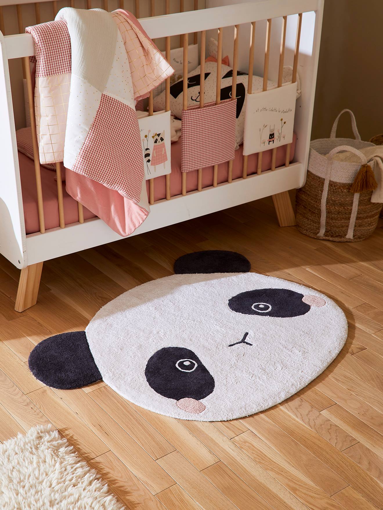 Vertbaudet Kinderzimmer Teppich PANDA - weiß/schwarz