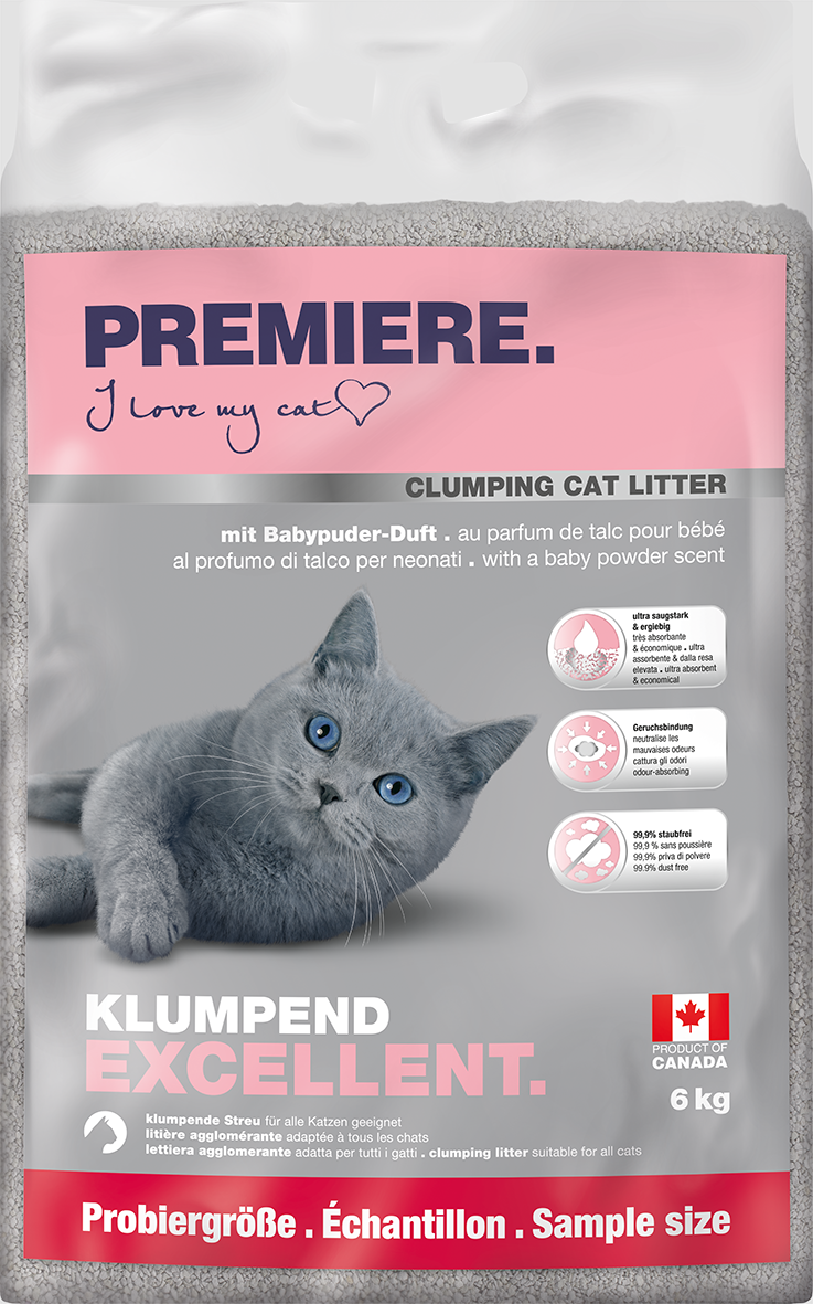 PREMIERE Katzenstreu PREMIERE Excellent Klumpstreu, Babypuder-Duft 6 kg