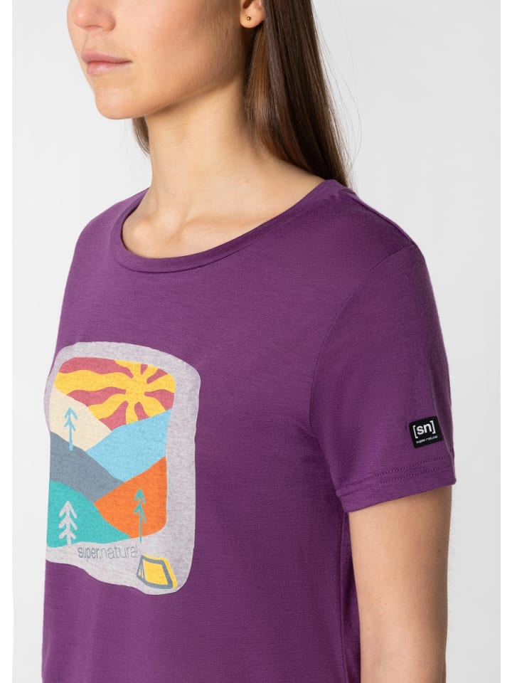 super.natural Merino T-Shirt W MOUNTAIN ART TEE in lila günstig kaufen