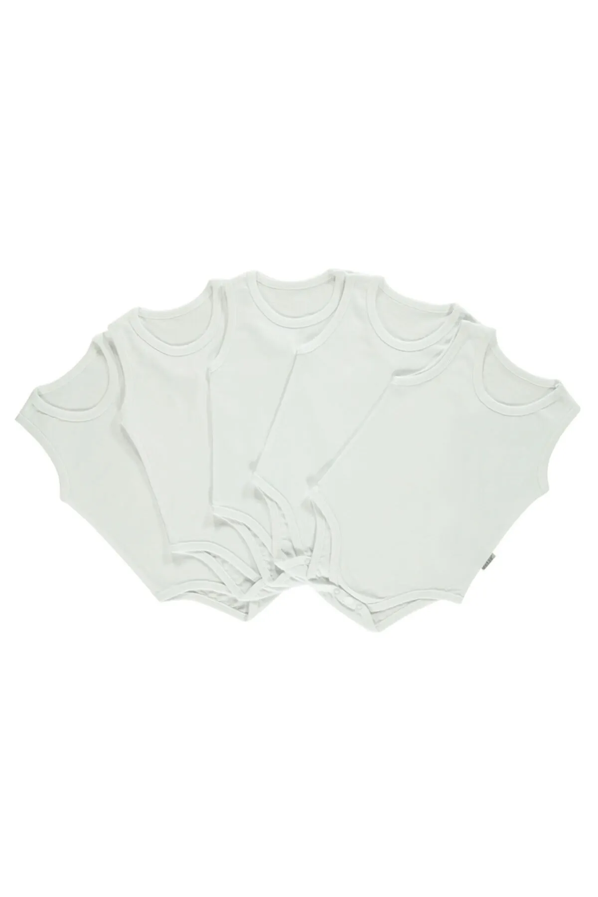Kujju  Civil Baby Basic Gerippter Rundhalsausschnitt 5-teilig Druckknopf Badi 12-24 Monate Ecru