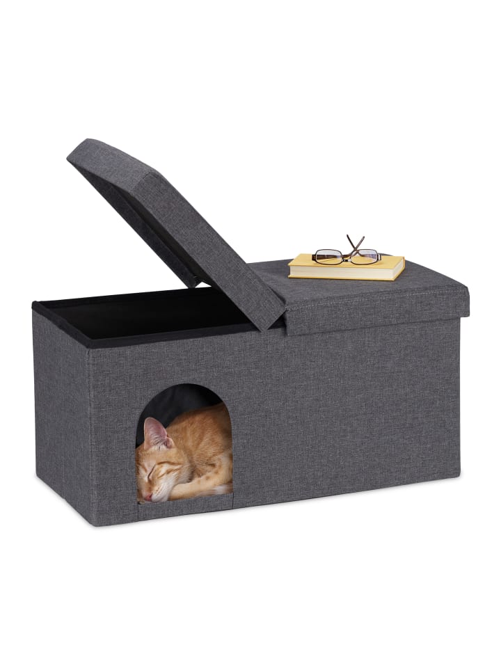 relaxdays Katzenhöhle in Grau - (B)74,5 x (H)38,5 x (T)37 cm günstig kaufen onesize