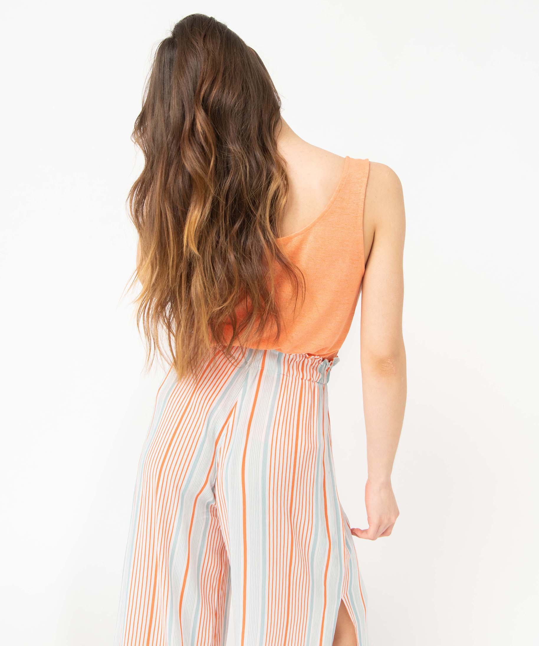 Débardeur de nuit femme en maille viscose flammée souple orange | GEMO