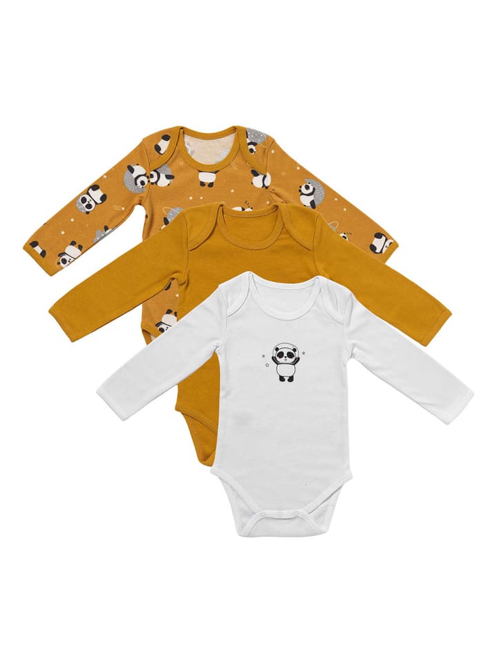 Schlummersack Bio Baby-Bodys langarm 3er-Pack in Gold günstig kaufen