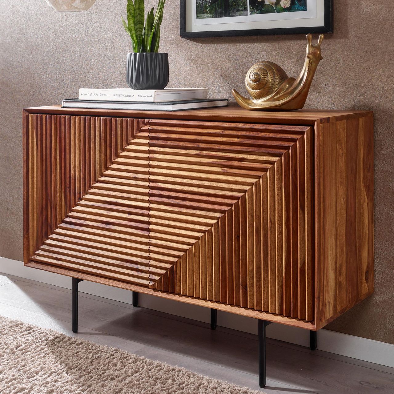 Skyport WOHNLING Sideboard 100x71x40 cm Holz Massiv Kommode Anrichte Modern Standschrank