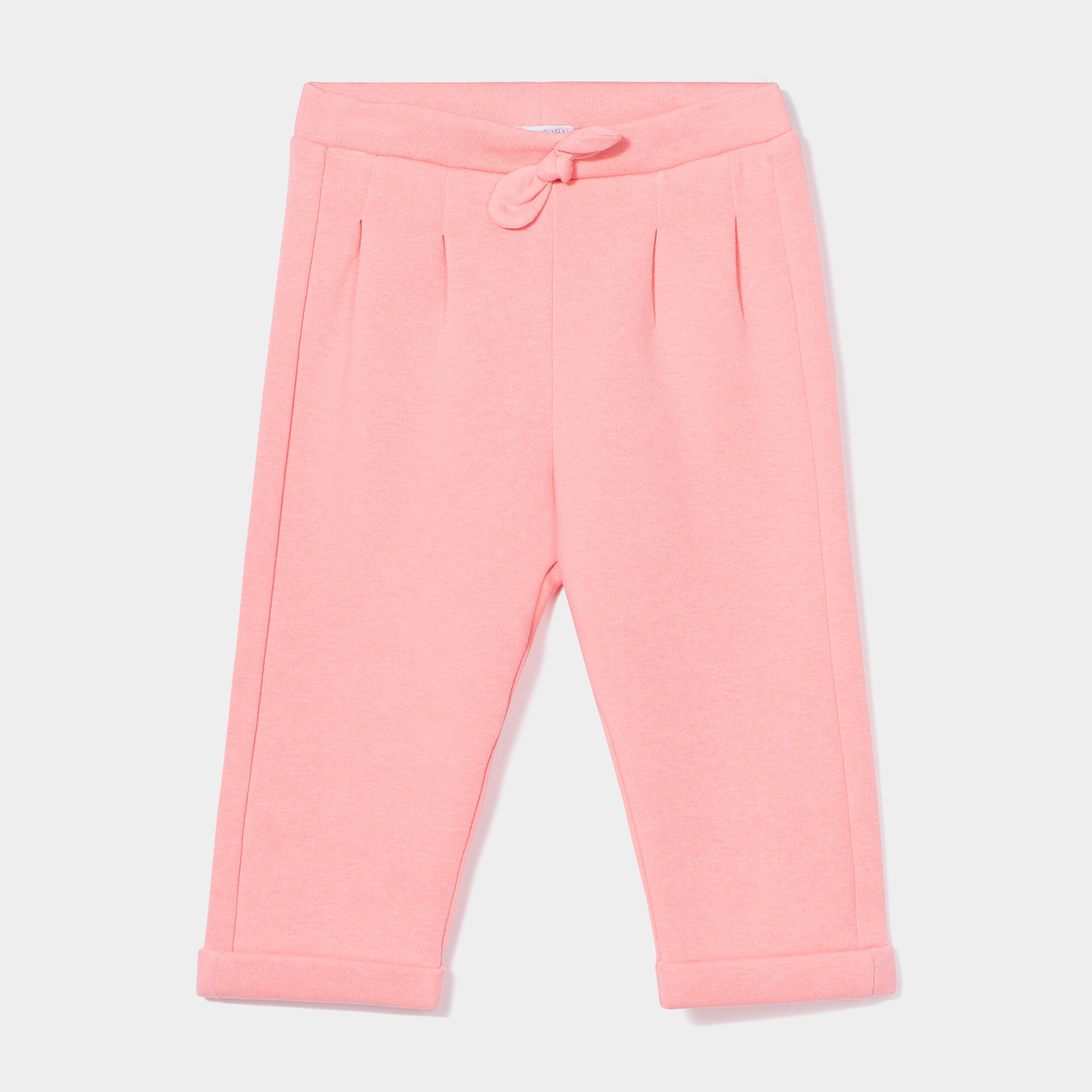Pantalon molleton droit à pinces rose bébé fille | La Halle