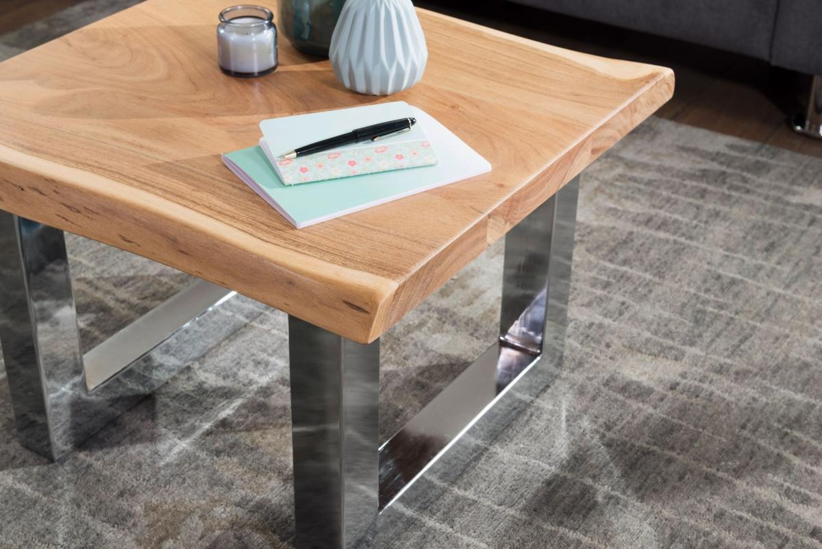 Wohnling Couchtisch ASURA 58 x 40 x 60 cm Akazie Massiv Holz Braun
