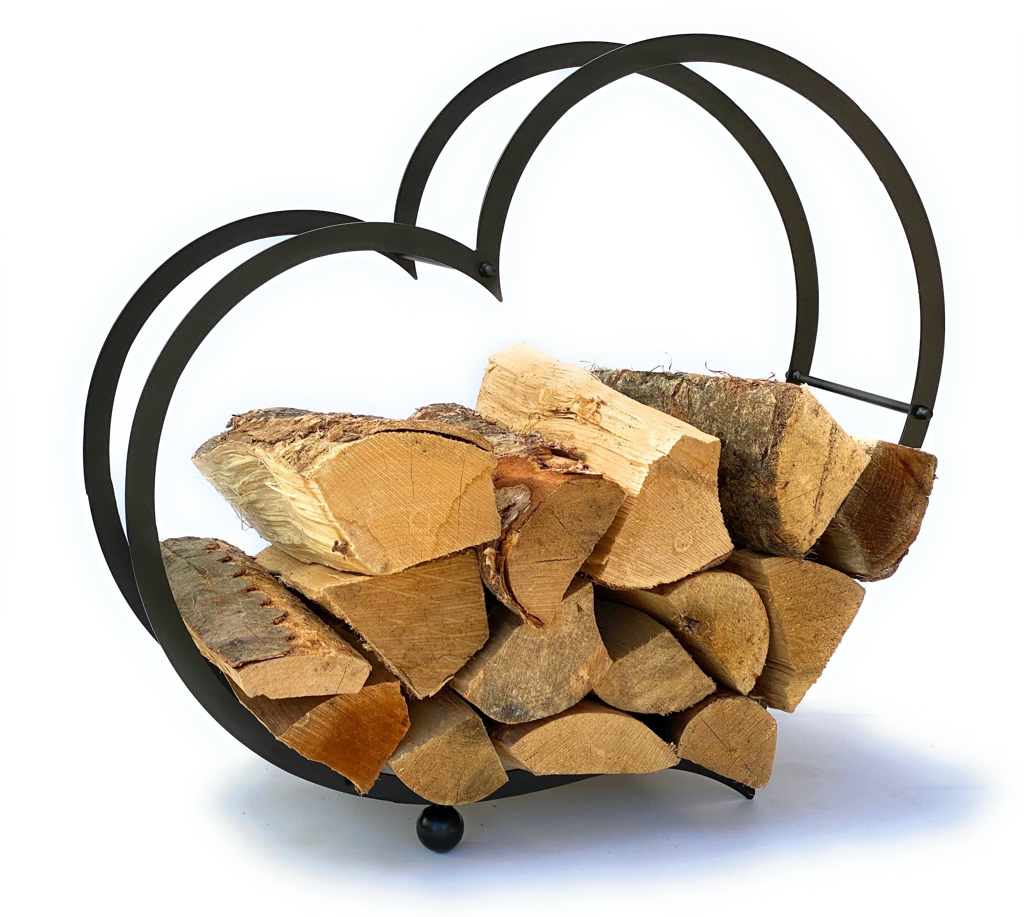 DanDiBo Kaminholzregal Kaminholzregal Innen Metall Herz Kaminholzständer 64 cm 181134 Holzkorb Kaminholzhalter Feuerholzhalter
