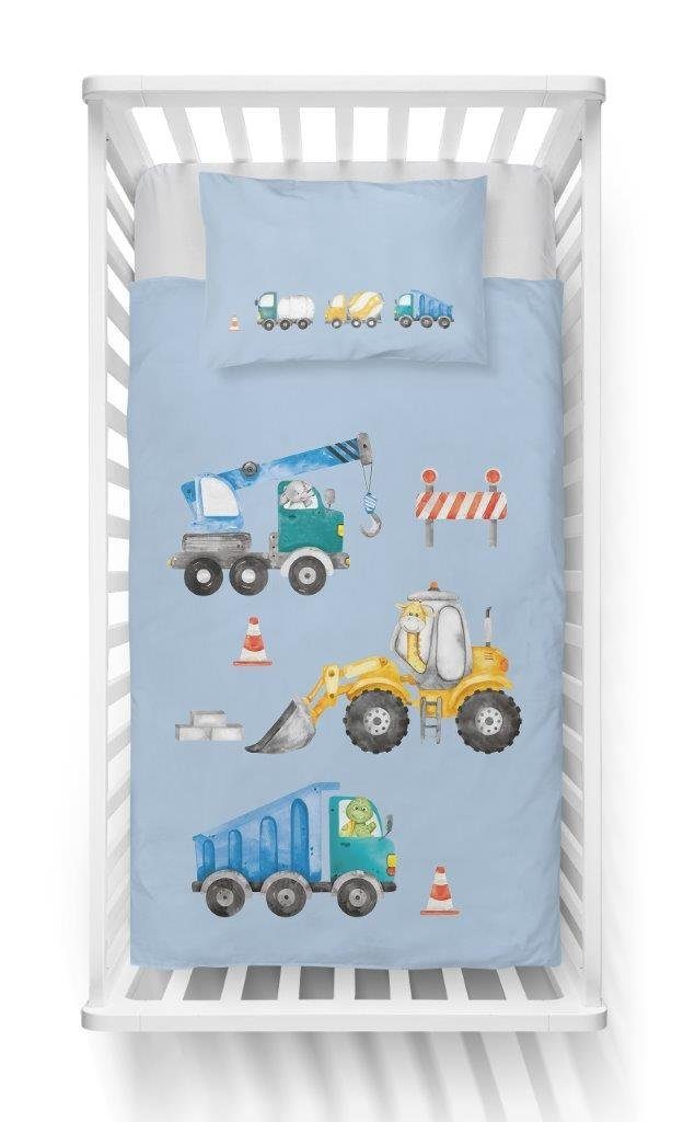 Babybettwäsche Wendebettwäsche kleine Baustelle 2tlg. 100% Baumwolle 100x135 + 40x60, Häßler Homefashion, Baumwolle, 2 teilig