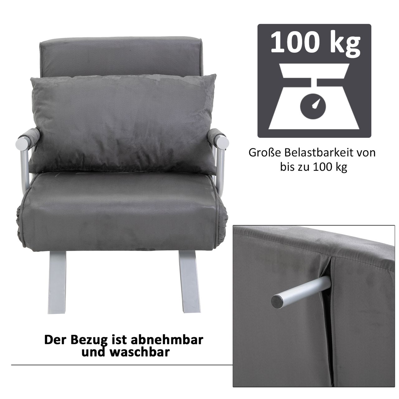 HOMCOM Schlafsofa mit Armlehne