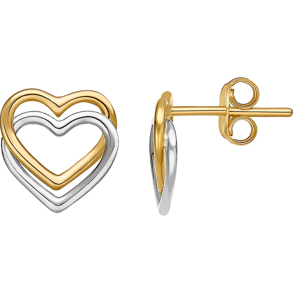 Valeria Boucles d'oreilles à fermoir à poussette 375 Or jaune, 375 Or blanc Boucles d'oreilles