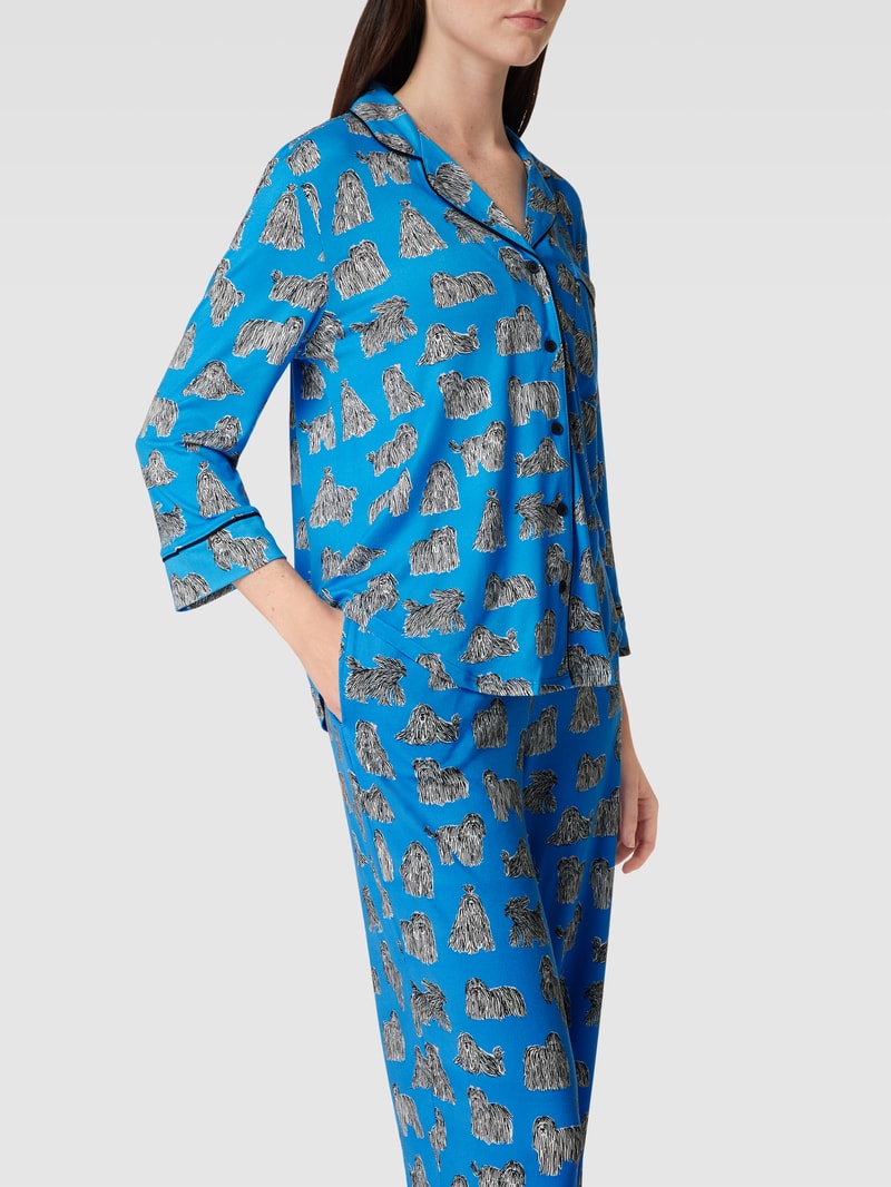 Pyjama mit Allover-Muster in blau