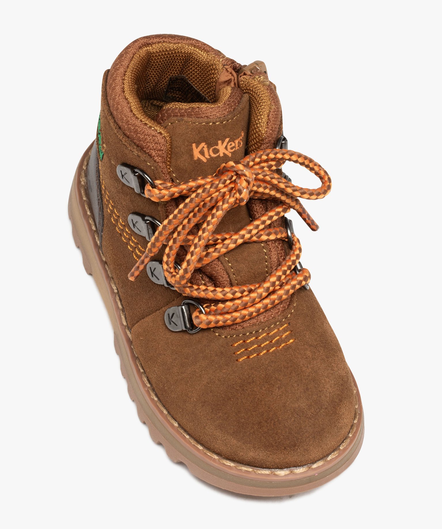 Boots Garçon dessus en cuir uni imperméable - Kickers marron | GEMO