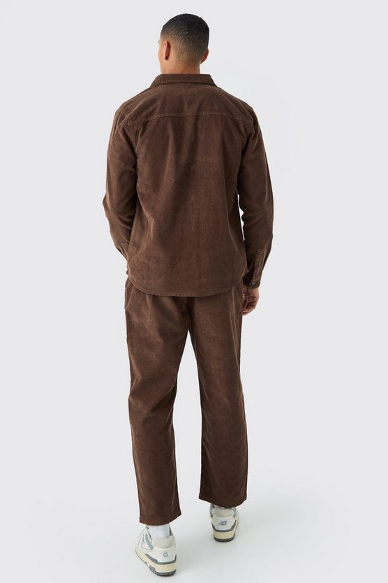Oversize Cord-Hemd in Braun