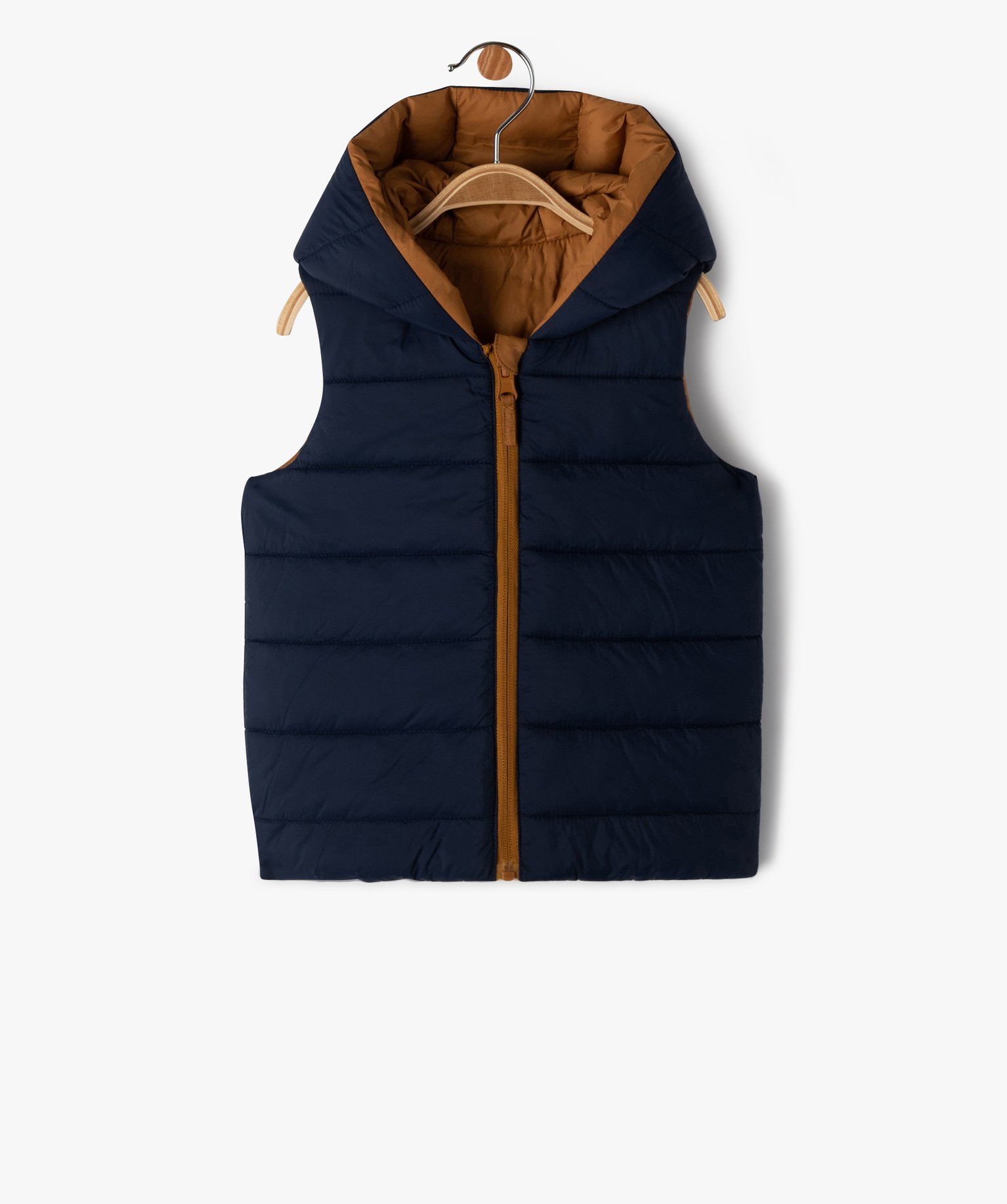 Blouson sans manches réversible à capuche bébé Garçon marron | GEMO