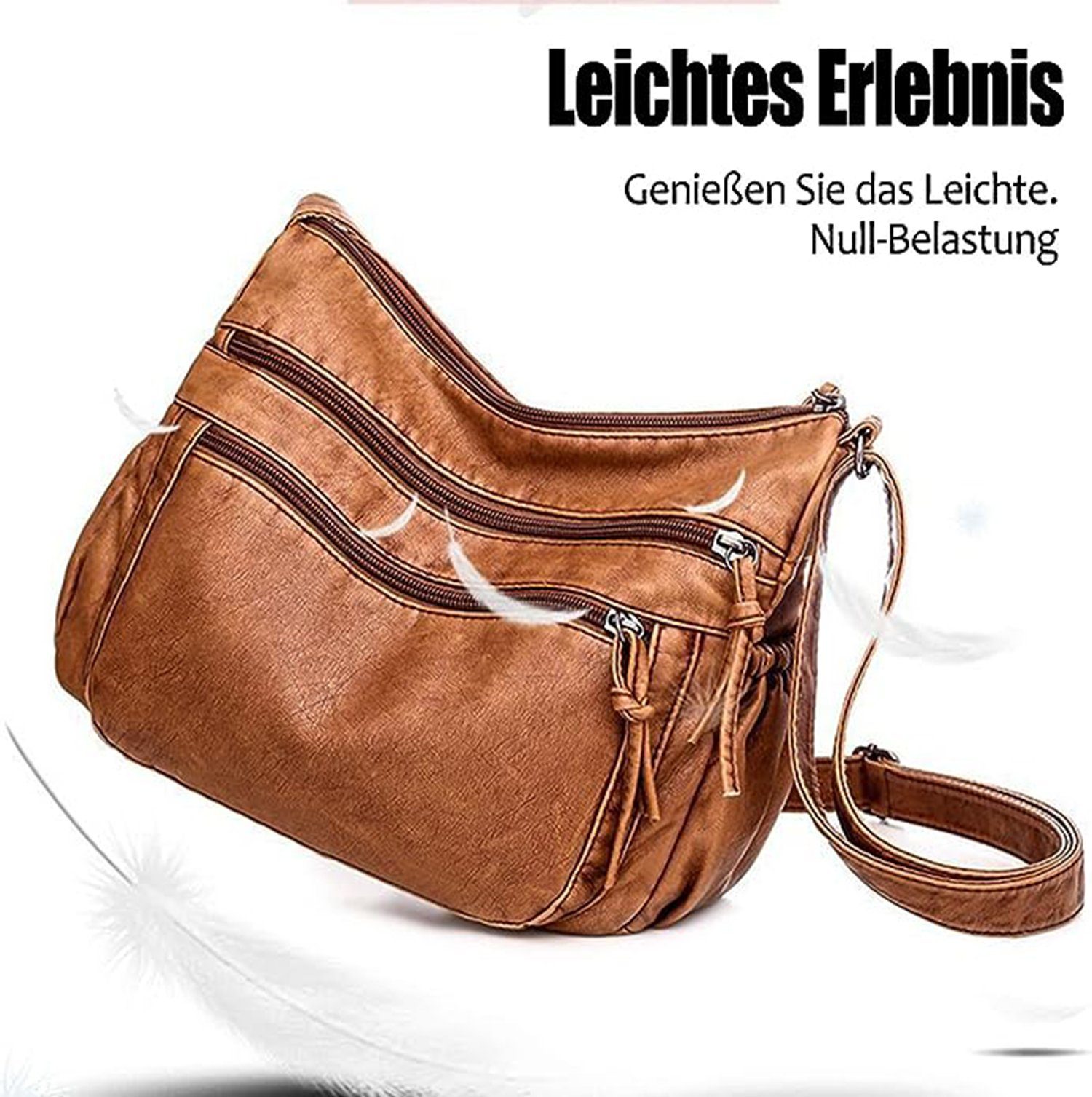 SCOBAG Umhängetasche Umhängetasche Damen Handytasche (1-tlg., mit Breiter Gurt), Leder Crossbody Bag