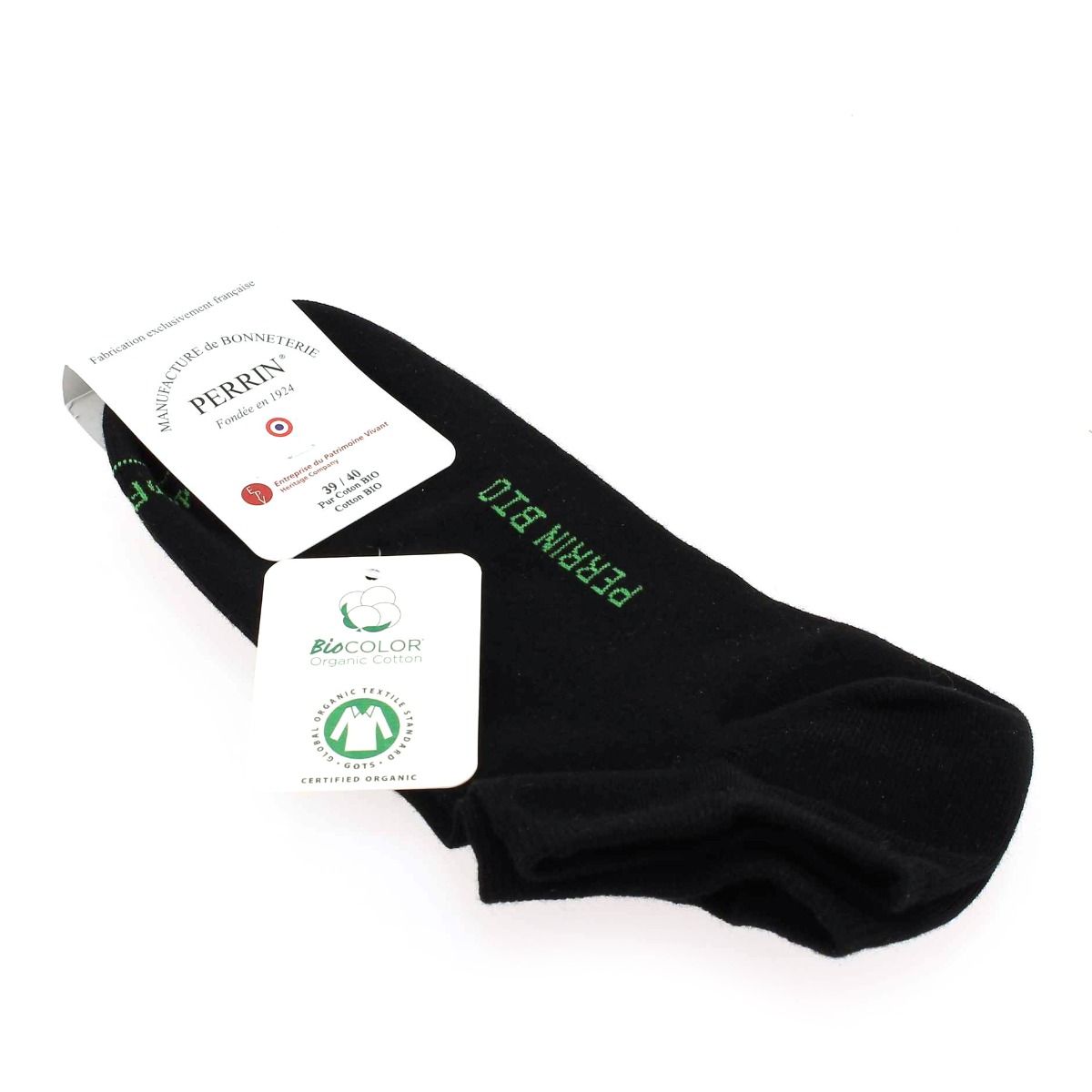 Perrin  Socquettes pur coton Bio - Noir