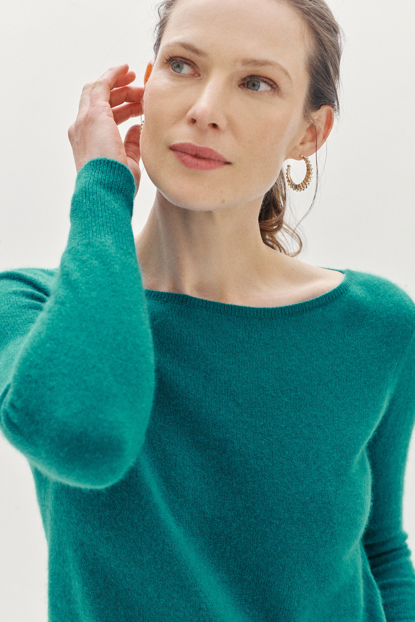 pull zofia 100% cachemire bleu canard femme
