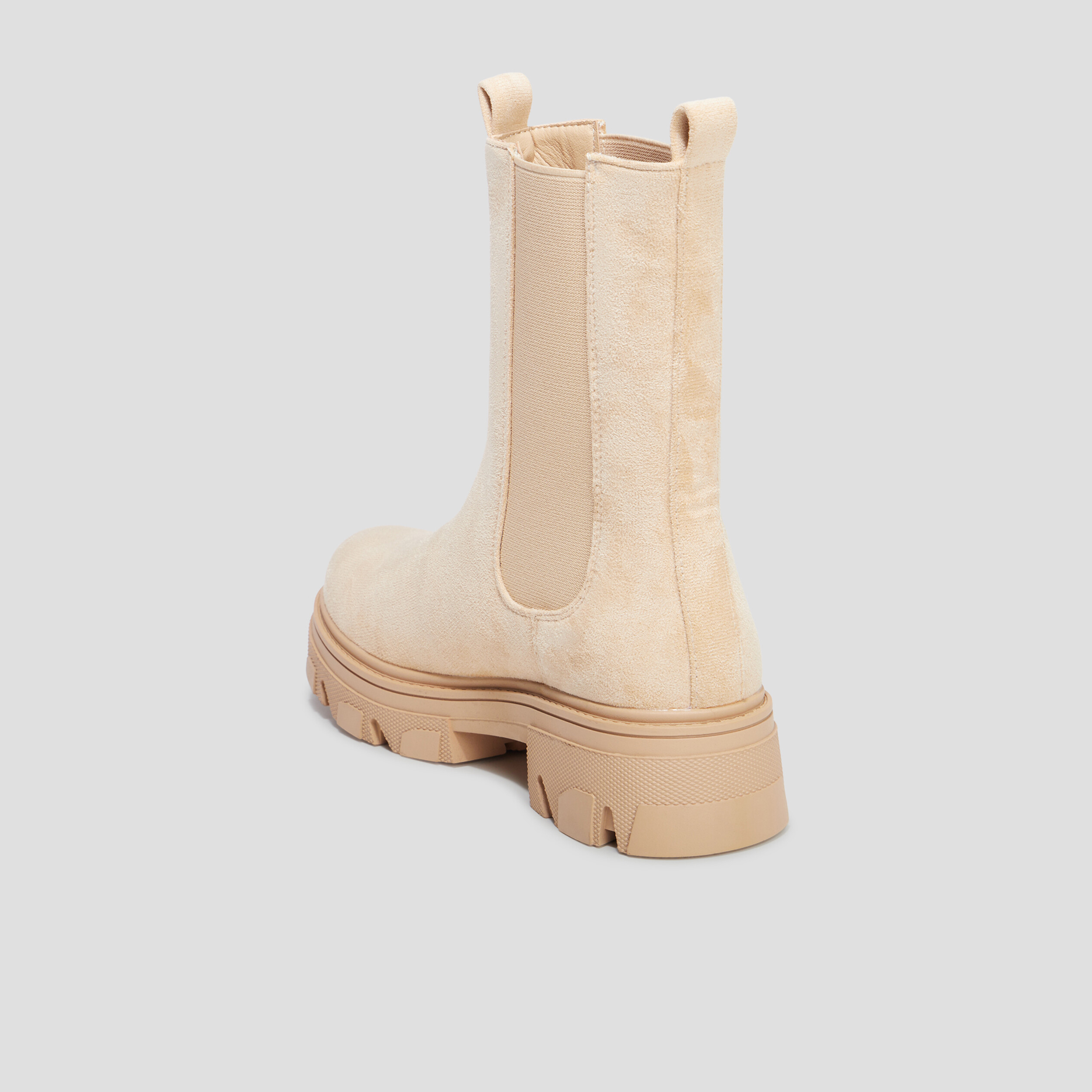 Bottines hautes chelsea aspect suédine sable femme | La Halle