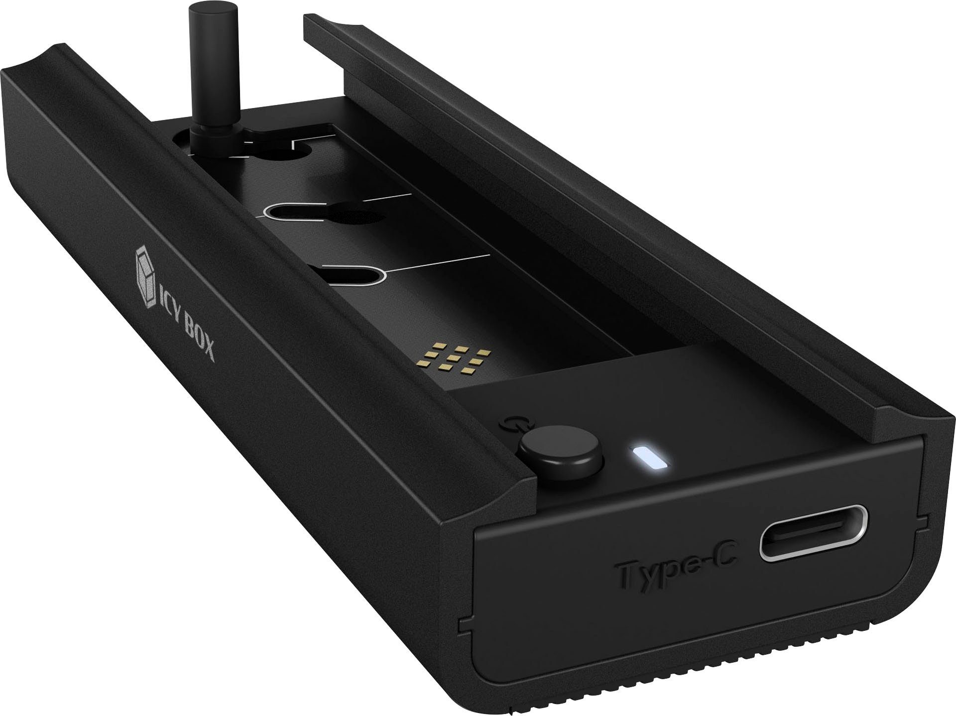 ICY BOX Festplatten-Dockingstation ICY BOX M.2 SSD NVMe & SATA, USB 3.2 Gen 2 Type-C oder Type-A, Werkzeuglos, Aluminium