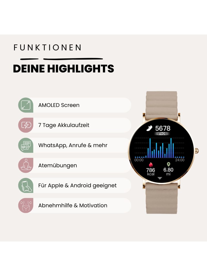 XCOAST Smartwatch SIONA 2 Wave Sand günstig kaufen onesize